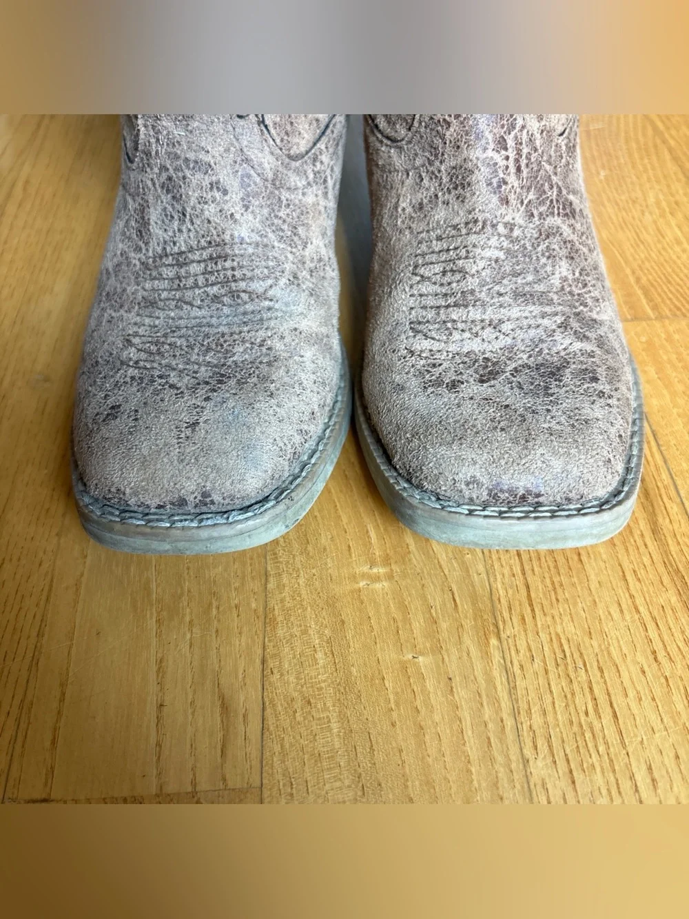 Roper Kids Scout Square Toe Cowboy Boots Brown Distressed Wear Toddler Boy Sz 13